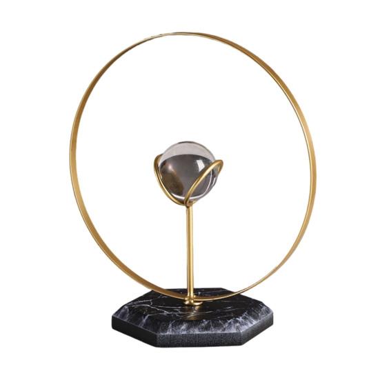 Geometric Iron Frame with Faux Crystal Ball Modern Geometric Tabletop Ornament for Living Room Dining Room Office Table Centerpiece