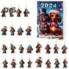 2024 Pet Advent Calendar 2D Flat Acrylic Cat Dog Pendants Christmas Tree Hanging Ornament Xmas Countdown Calendar for Home Decor