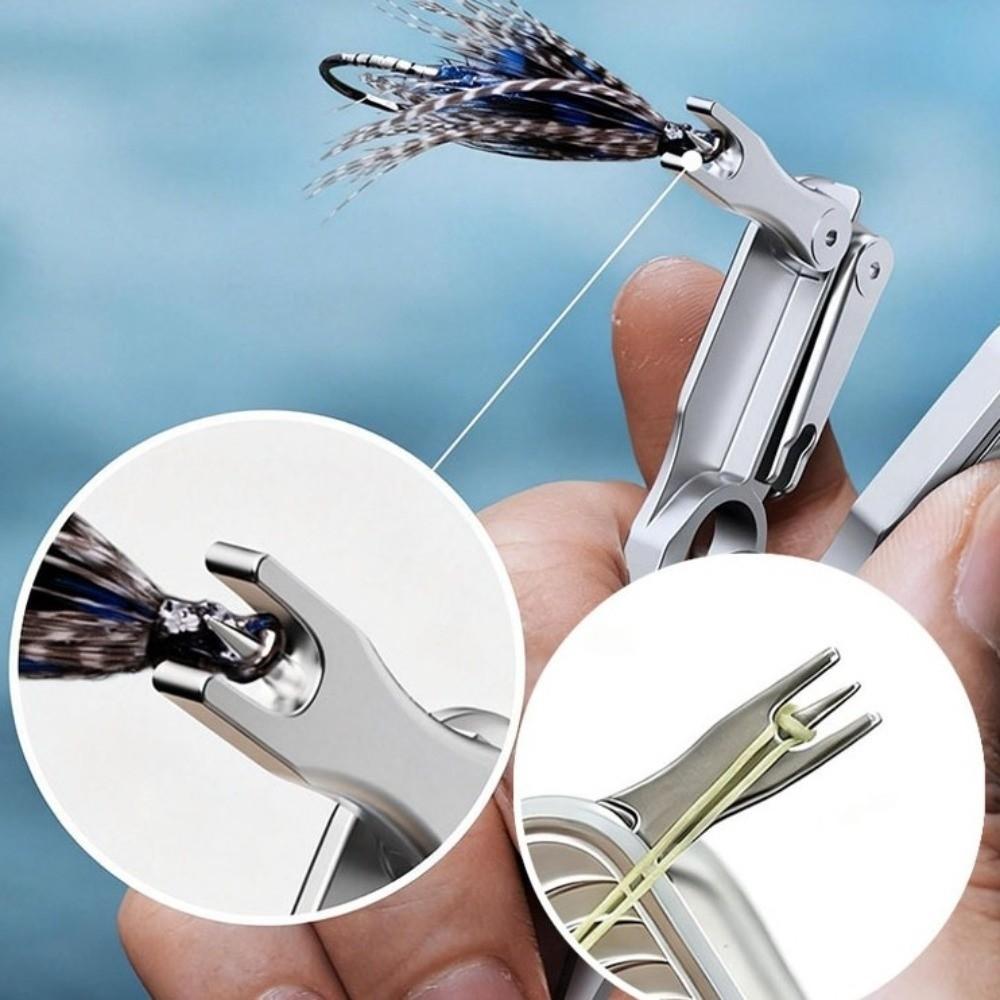 Portable Fly Fishing Pliers Stainless Steel Fish Knot Tying Tool Fishing Line Cutter Line Cutting