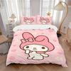 3pcs My Melody Cute Wallpaper Print Cover Set Ultra Soft, Breathable, and Comfortable Bedding with Stylish Design for Bedroom and Guest Room Deco