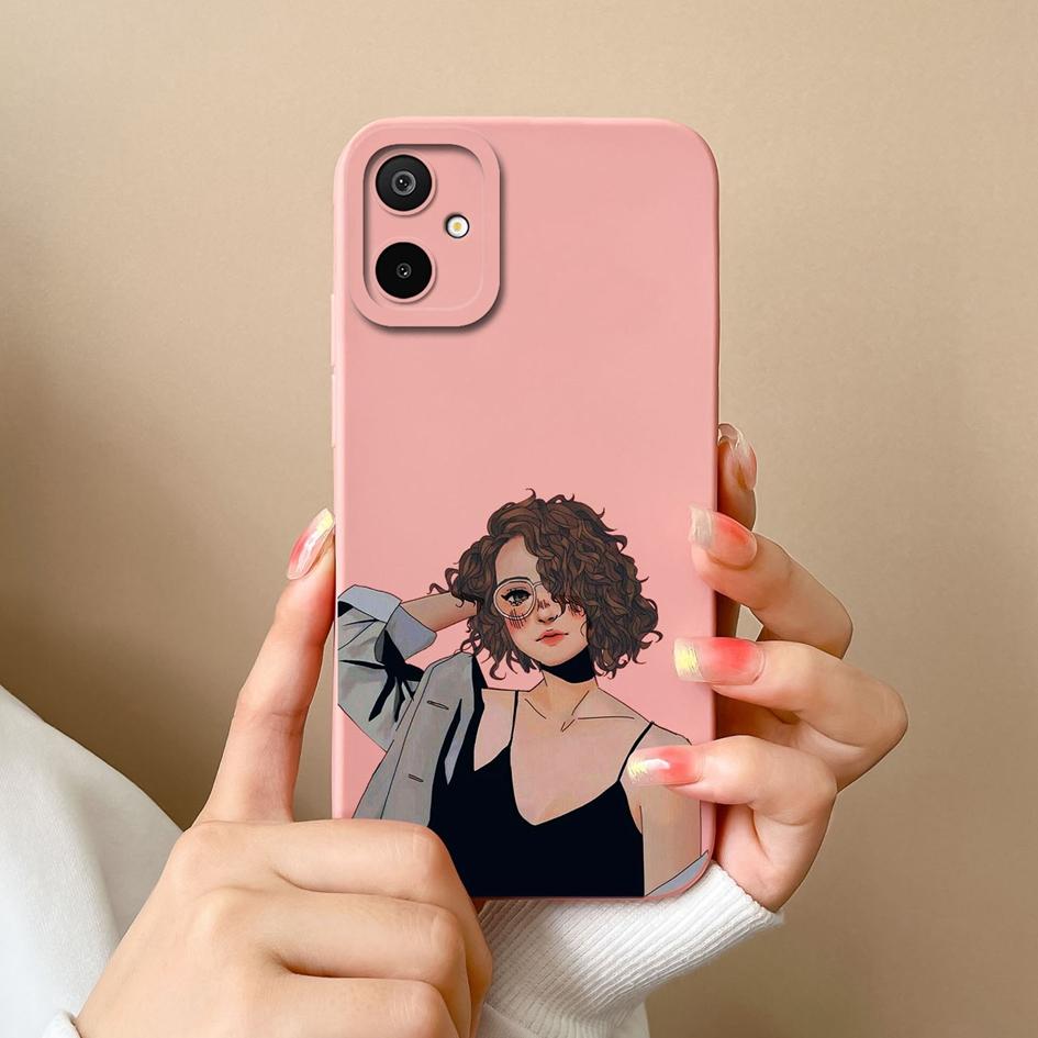 Etui na telefon Samsung Galaxy S25 Edge A06 F06 M06 F16 M16 Piękny Elegancki Wzór Dziewczyny Płynny Silikon Ochronna Powłoka Odporna na Upadki Dla Samsunga Pokrowiec