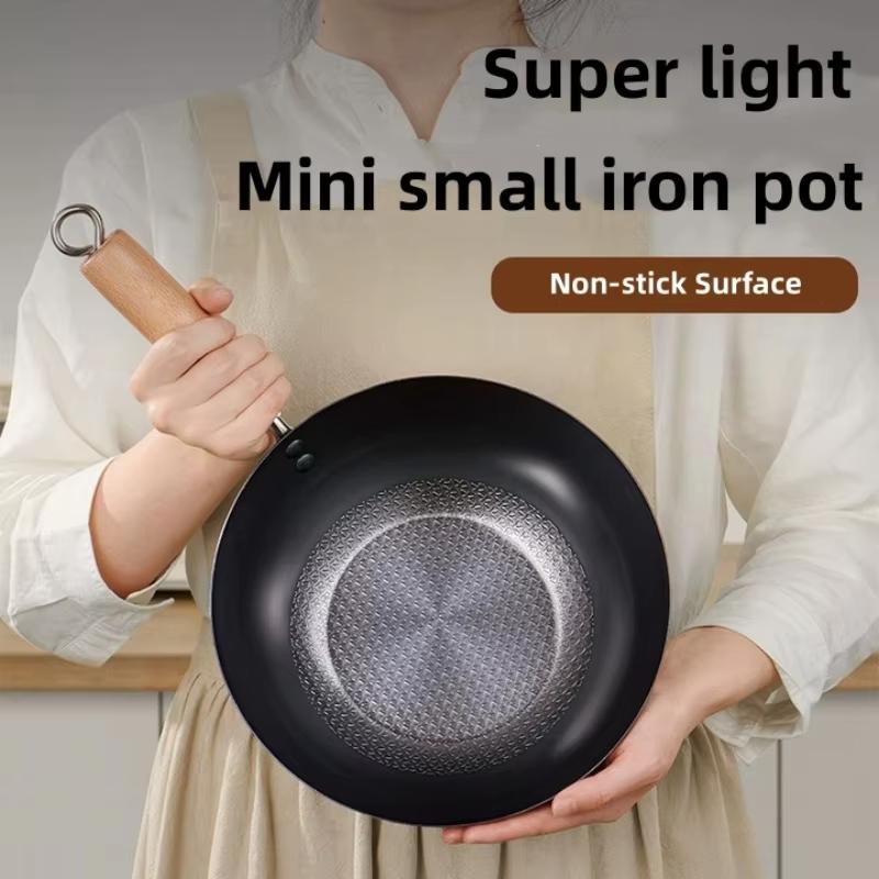 Kitchen Iron Pot Frying Pan Wok Pan Uncoated Gas Stove Induction Cooker Universal Non-Stick Iron Wok Saucepan Cookware Set
