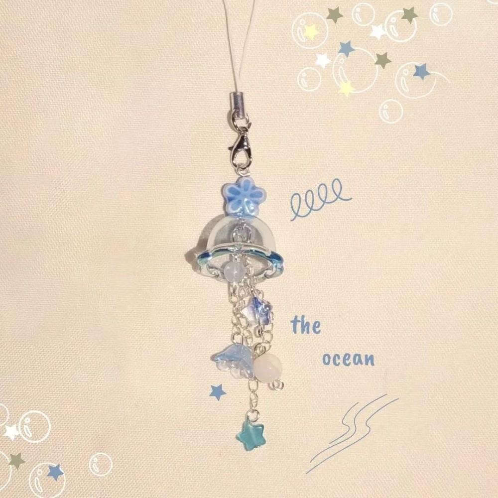 Tassel Phone Charm Transparent Phone Charm Pendant Gifts Key Chains Backpack Hanging Decoration синий