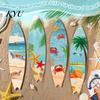 Surfboard Wall Decor 4Pcs Wooden Hanging Decoration, Summer Seaside Art Signs, Blue Decoration Lightweight Beach Theme Pendant for Bathroom