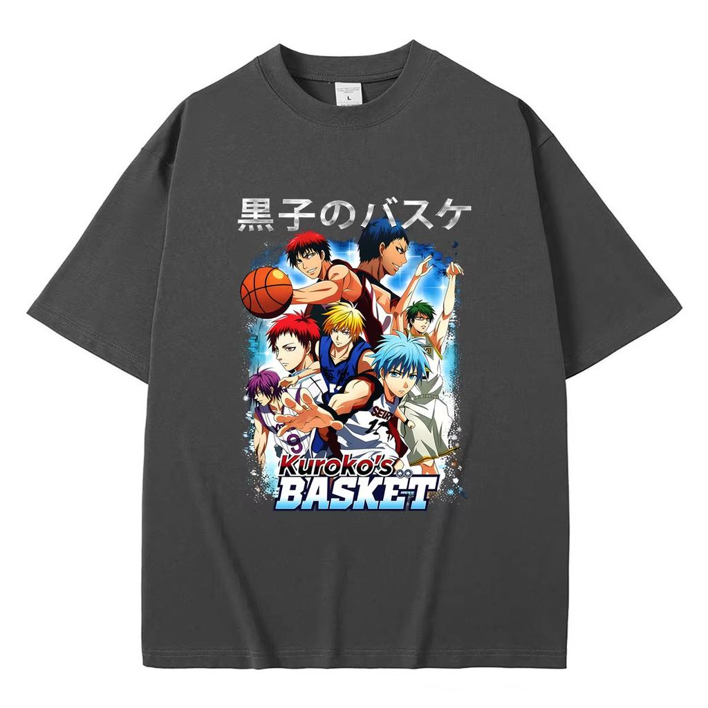 2026 Hot Sale Anime Kurokos Basketball Graphic T-shirt Unisex Vintage Hip Hop Streetwear Top Y2K Gothic Cotton Oversized T-shirts