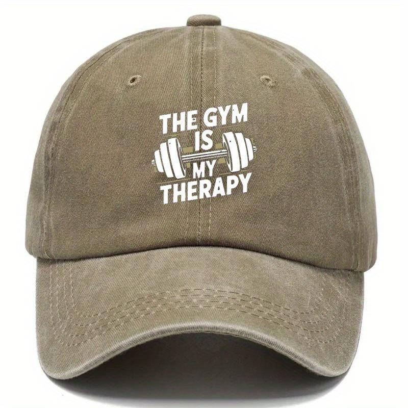 Mens Retro Fitness Baseball Cap Adjustable Dad Hat with The Gym Is My Graphic Durable NonStretch Fabric