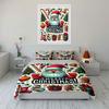 Santa Claus Christmas Pattern Bedding Duvet Cover Set Duvet Cover Pillowcases  (1*Duvet Cover 2*Pillowcases, Without Duvet Insert)