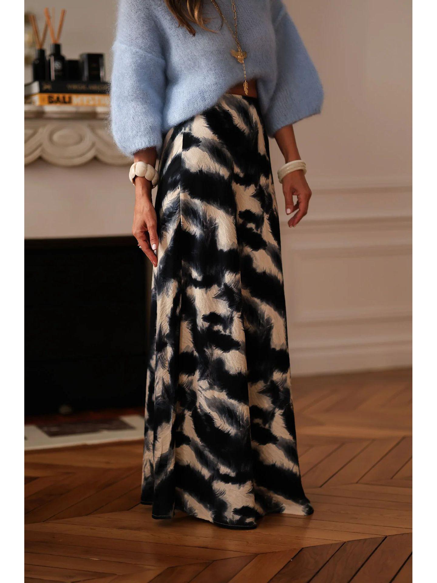 2026 Элегантная Цветочная Юбка-Русалка с Высокой Талией для Женщин S чёрный