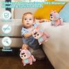 Highttoy Baby Crawling Toy with Lights and Music, Tummy Time Sensory Toy for Infants 3 6 9 Months, Pink
