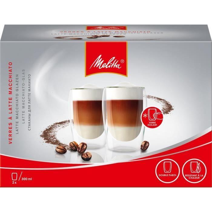 MELITTA Lot de 2 verres en borosilicate pour latté Machiatto 300 ml transparent