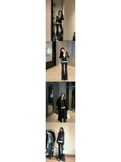 Autumn 2025 Women’s Street Style Slim Zip-Up Sweatshirt & Wide Leg Pants Set