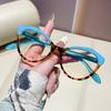 Color Matching Cat Eye Flat Mirror New Anti-blue Light Retro Fashionable Contrasting Glasses Frame Can Be Equipped with Myopia Glasses Frame