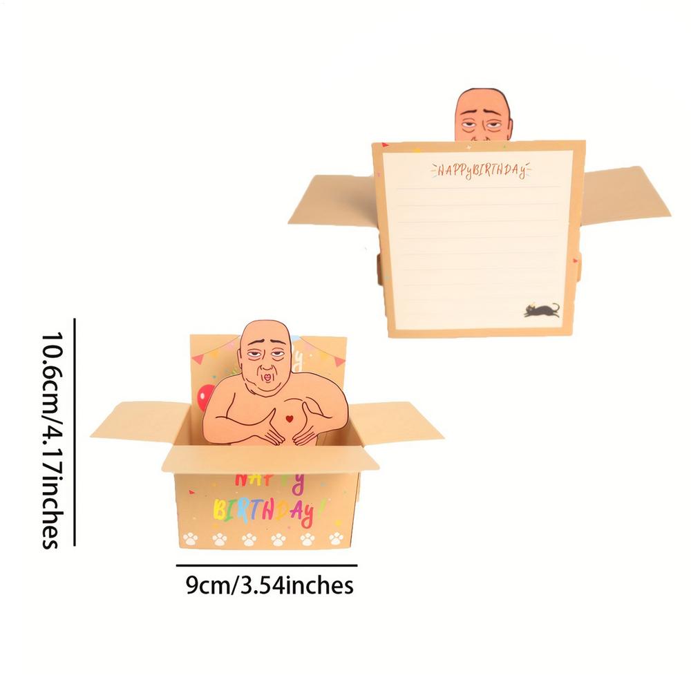 Funny Happy Birthday Pop-Up Card Humorous 3D Character Design Creative Blessing Message Whimsical Card