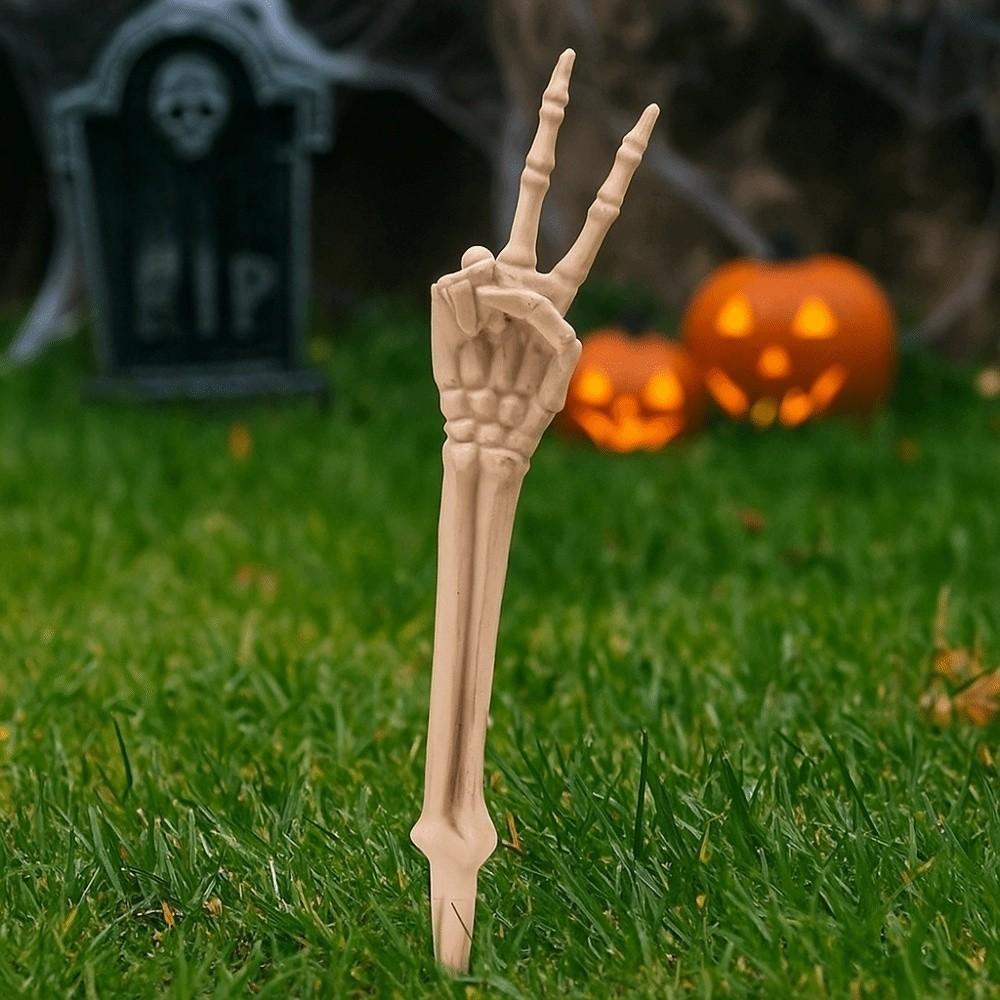 Spooky Decor Skeleton Gesture Lawn Stake Stable Halloween Decoration Lawn Garden