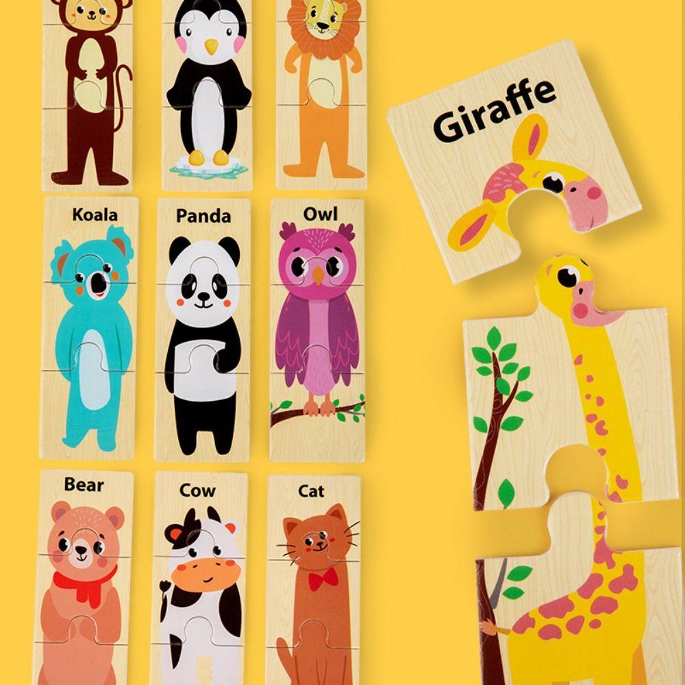 Wooden Material Animals Puzzle Game Cartoon Design Educational Jigsaw Toys Early Education