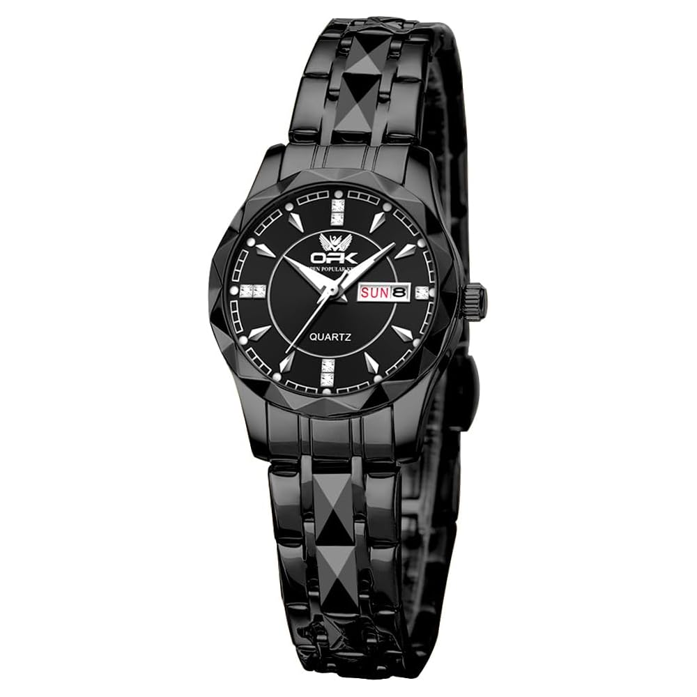 OPK Women's Quartz Analog Watch Simple Lightweight Classic Waterproof Black Full Black