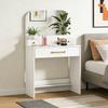 Vanity Table with Mirror, Compact Vanity Table with 3 Drawers, White