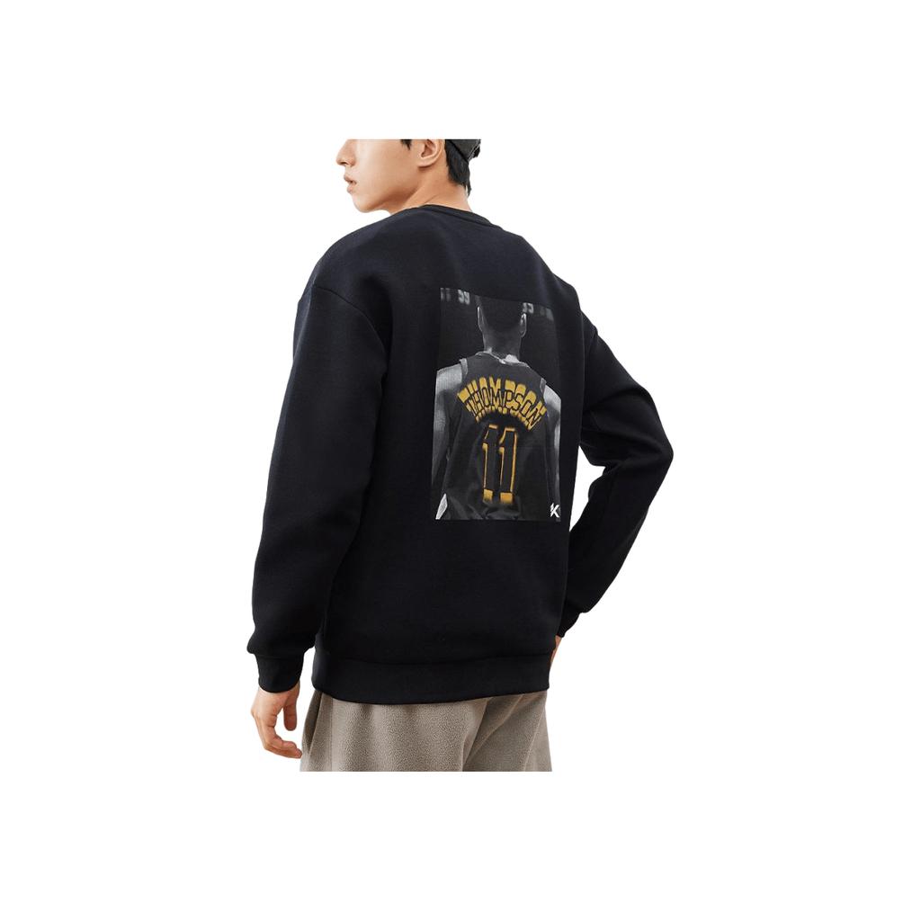 Anta Solid Color Printed Pattern Round Neck Long Sleeve Sweatshirt Men sweatshirt Black 152241707S-3