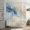 Luxury Blue Beige Marble Print Shower Curtain For Bathroom Decor Waterproof Fabric Material With Silver Grommets Ring Set (180 X