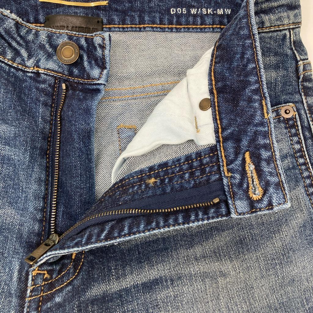 Saint Laurent Paris 527494 18 Years Old Indigo Crushed Denim Pants Bottoms 30 IndigoUsed