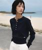 DEHEVE Summer Henley Neck Knit [Navy]