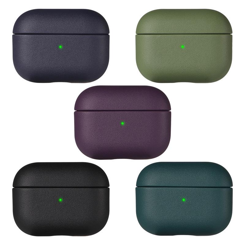 Leather Patterned Protective Case for Apple AirPods pro 2 / AirPods 4 Bluetooth Earphone Accessory Cover with Lanyard