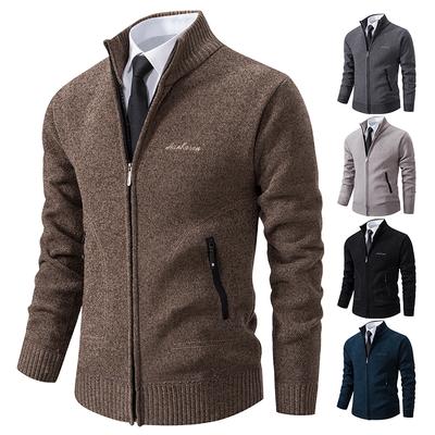 2025 Maglieria Primavera e Autunno Uomo Collo Alto Spesso Caldo Cardigan Maglione Inverno Largo Casual Cappotto