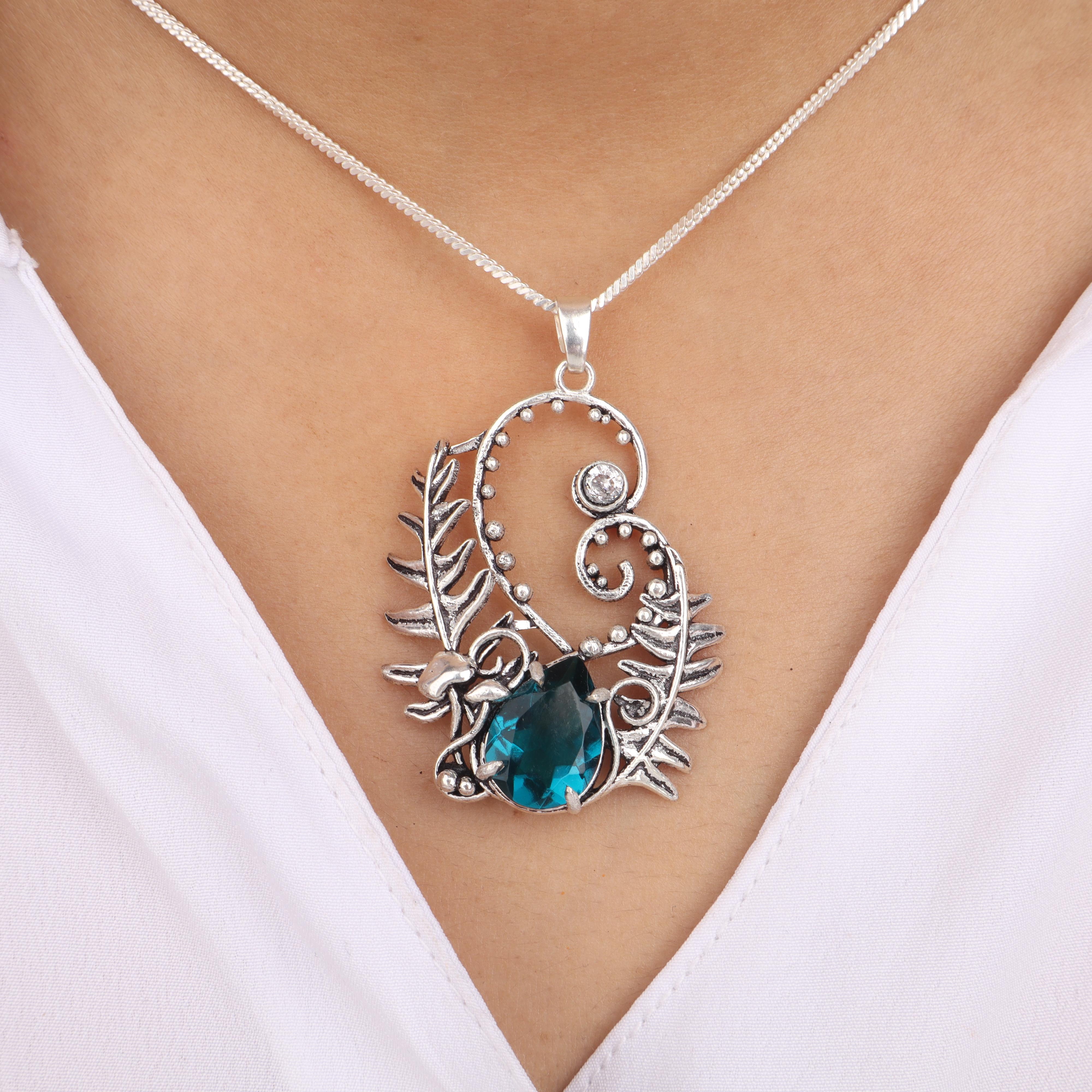 

Натуральний Апатит Самоцвіт 925 Срібло Кулон 1.8 Дизайнерські Ювелірні Вироби Для Подарунка на День Святого Валентина CP-42-4