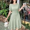 Women Casual Zanzea Round Neck Plaid Print Summer Short Sleeve Dress