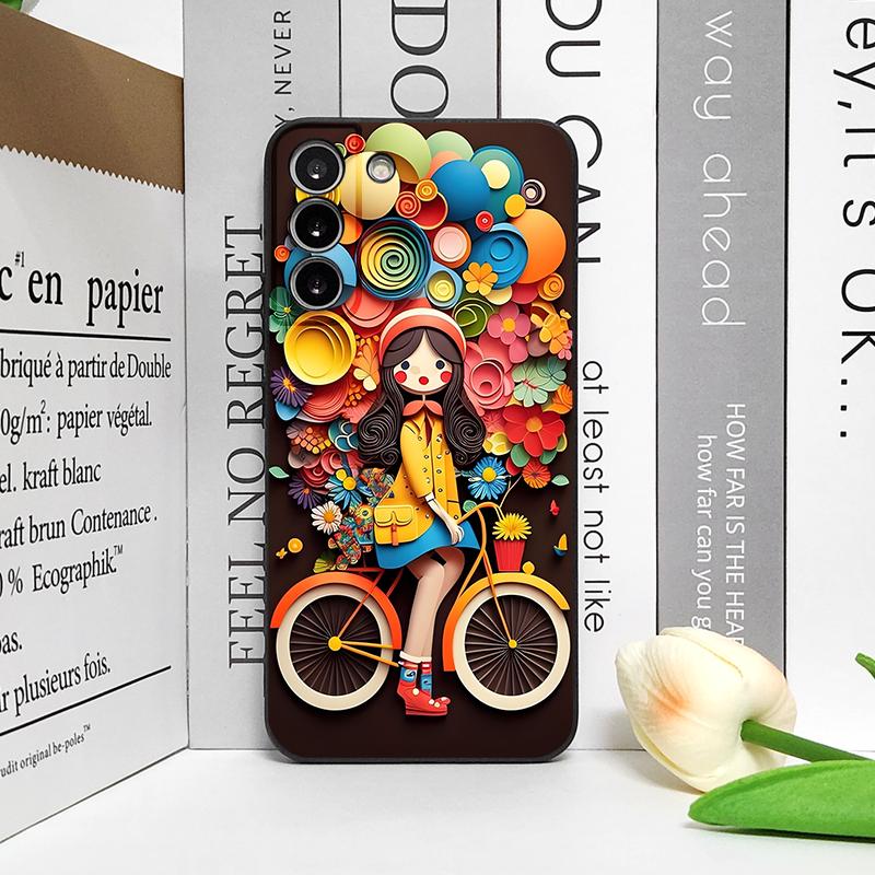 Cute Girl Boy Bicycle Balloon Couple Phone Case for Google Pixel 9A 8A 7A 6A 6 7PRO 8 9 Pro XL 5G Shockproof Silicone Soft Cover
