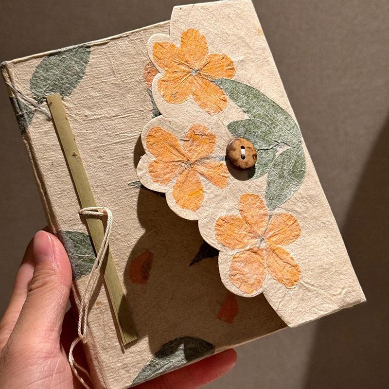 Pocket Flower Scrapbook Notebook Lokata Plant Handmade Graffiti Draw Book Dongba Paper Ledger Button Diary