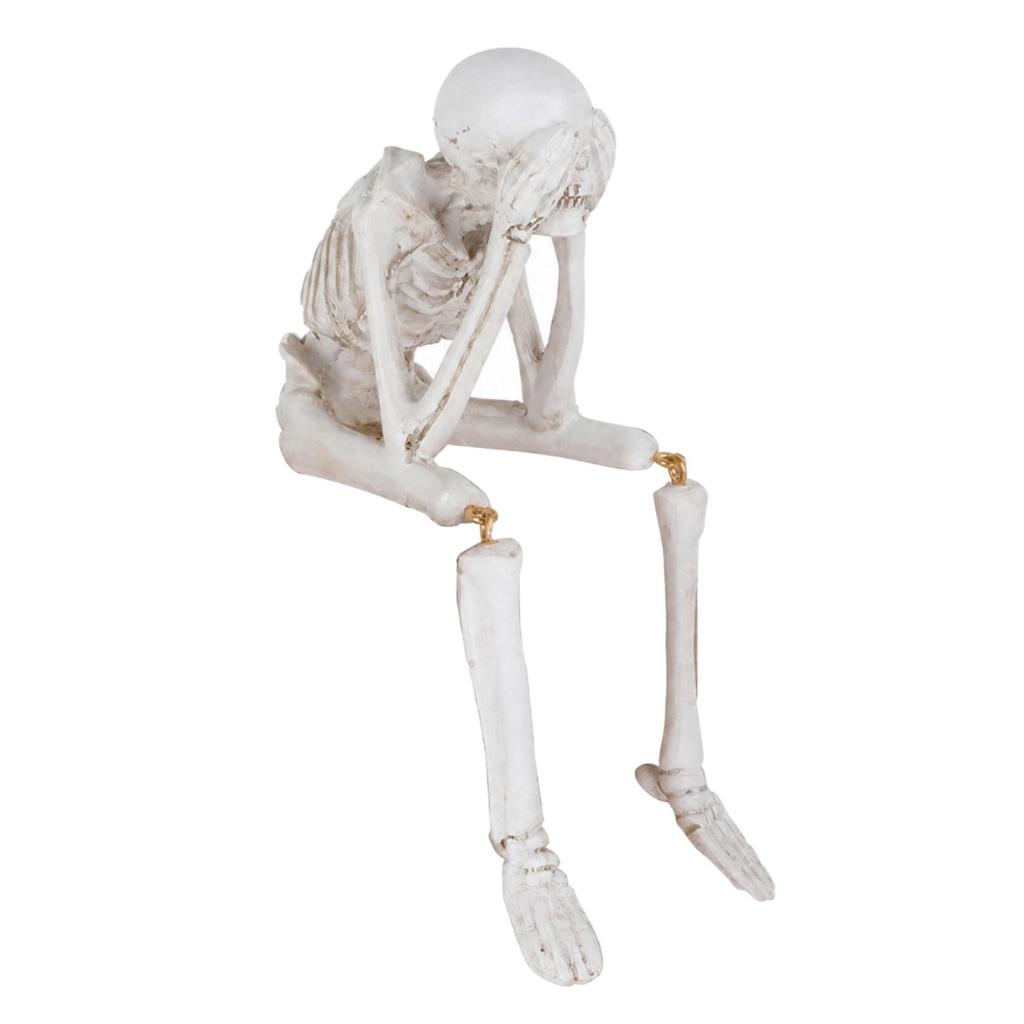 Resin Skeleton Figurine Halloween Hanging Leg Decoration Intricately Carved Statue for