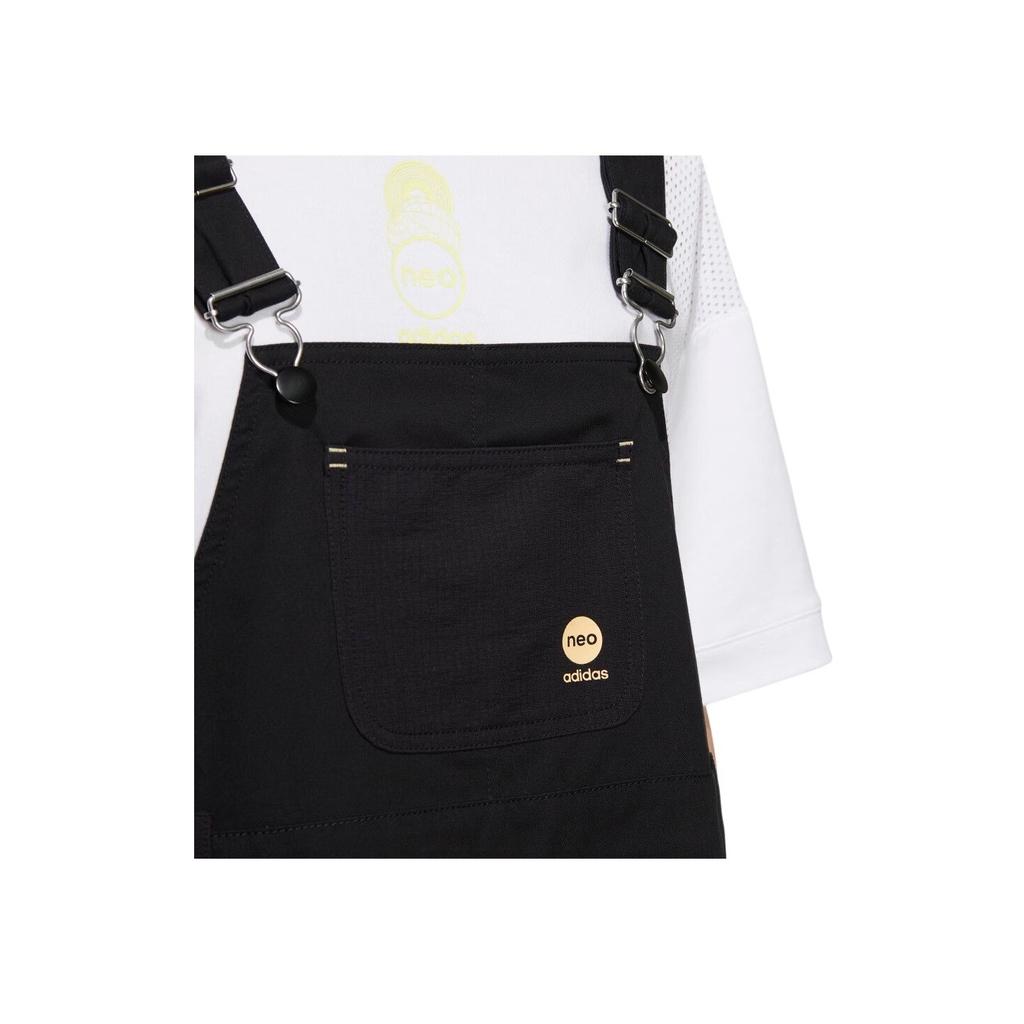 Adidas Neo Einfarbiges Latzkleid mit großer Tasche Damenkleid Schwarz HS6833