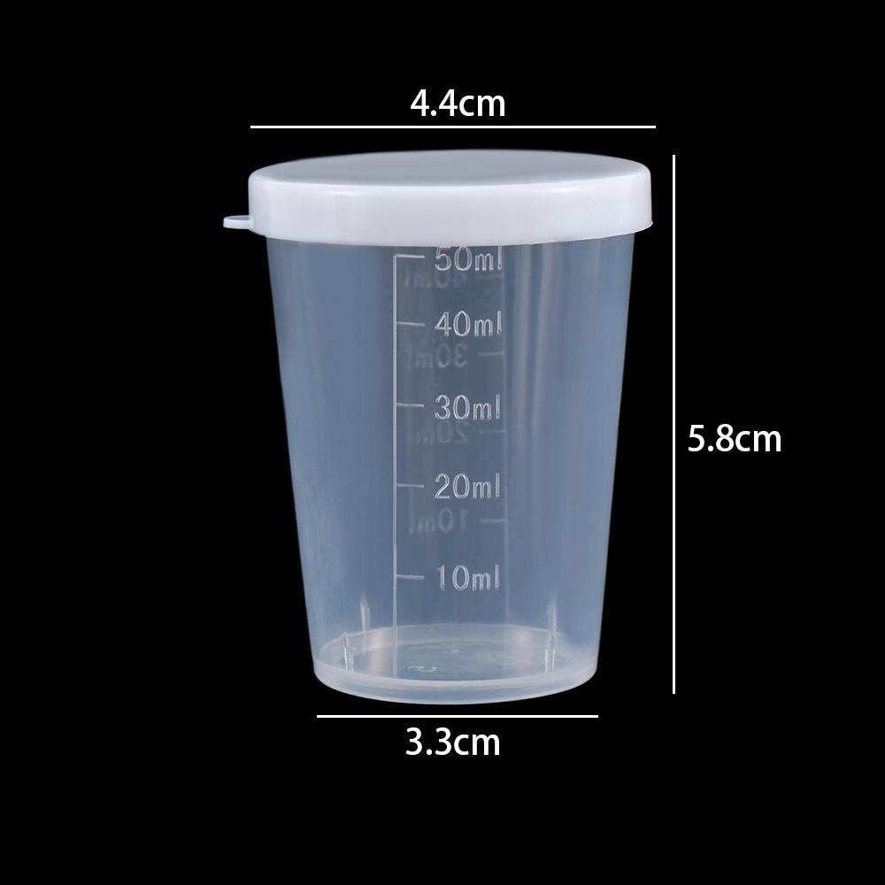 Laboratory 50ml Plastic Calibration Measuring Cups Cup with Lid Container