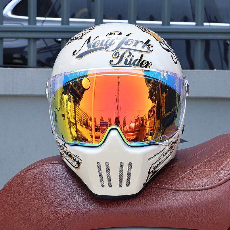 Vintage Full Face Motorcycle Helmet Men Women All Weather DOT Certified ABS Windproof Comfort Liner Motorbike Gear
