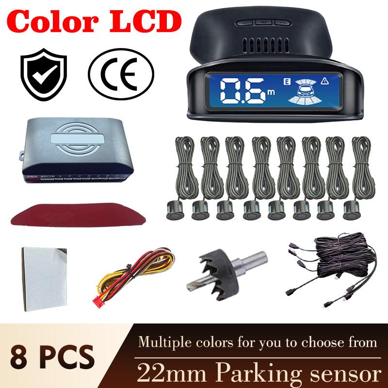 The LCD Monitoring 4-sensor Radar Detection System with Reversing Backlight Display Parking Sensor Has 12 Colors and 12V