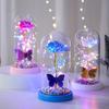Glass Lampshade Flower Immortality Flower Rose with Lamp Valentine's Day Women's Day Gift Night Light Ornament Desktop
