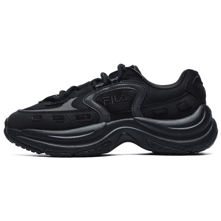 Fila Arch Fabric Synthetic Leather Retro Sports Versatile Thick Sole Wear-Resistant Height Increasing Low-Top Casual Shoes F12W241118FBK