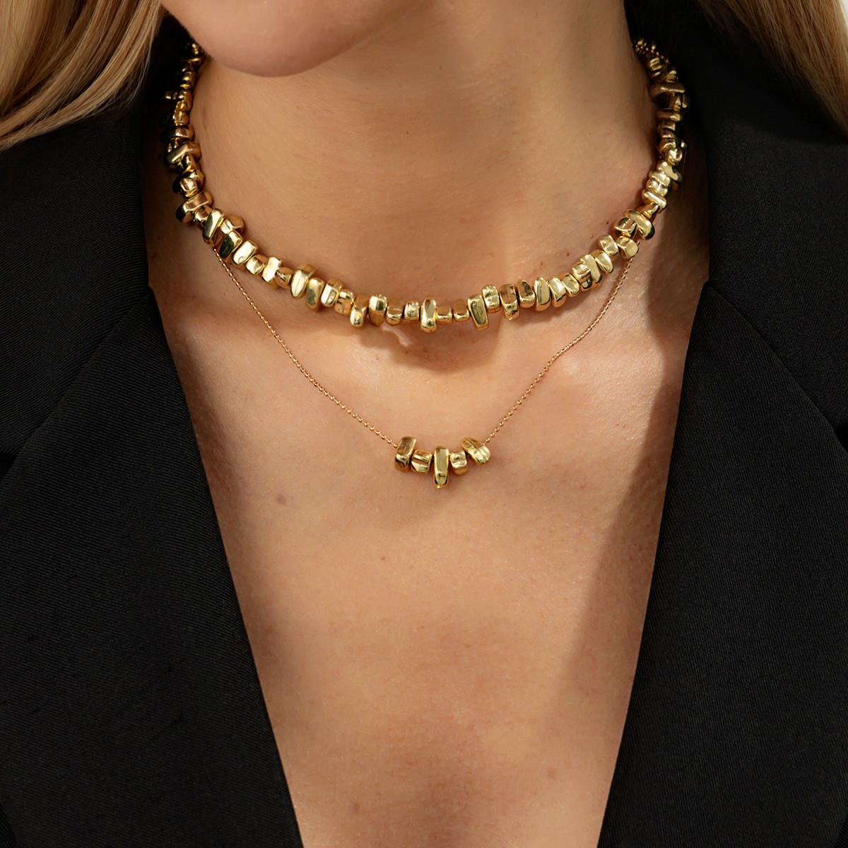 

SHIXIN 2Pcs/Set Retro Irregular Acrylic Beaded Choker Necklace for Women Trendy Stackable Geometry Pendant Necklace Neck Jewelry