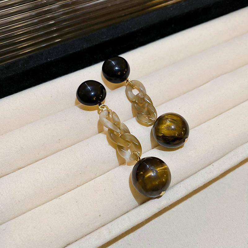 Cercei ovali Acul de Argint cu Piatra Ochi de Tigru Artificială Retro High-end Cercei Stud Nișă Cercei Versatili