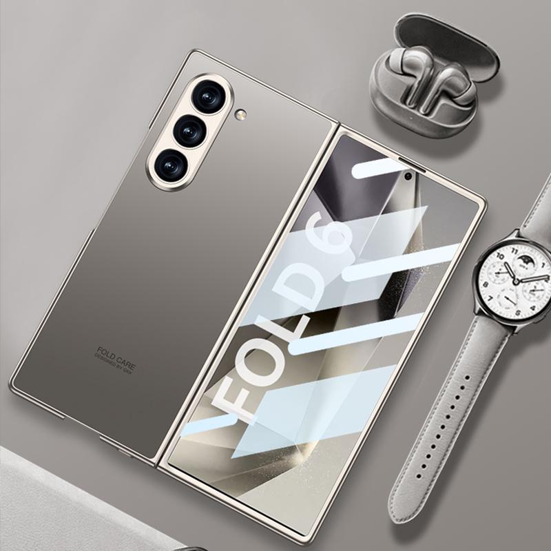 Módní ochranné pouzdro s pocitem kůže pro Fold6 Fold7 proti pádu pro Samsung Galaxy Z Fold 7 6 5 4 3 s krytem chrániče obrazovky