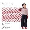 Girl's Long Sleeve Fruit Print Striped Knitted Top