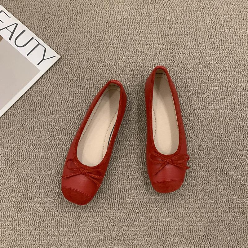 

Одиночная обувь женская обувь на плоской подошве маленький ароматный ветер французские ленивые туфли на одной педали обувь бабушки весенне-летние туфли-бини лодочки женская обувь 39 красный
