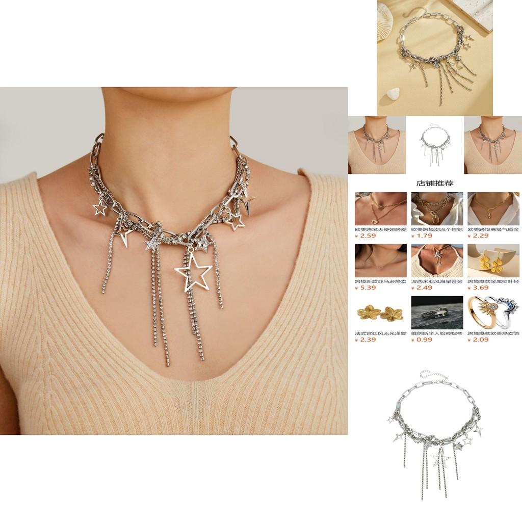 Dazzling Rhinestone Choker Necklace For Women Heart And Star Designs Fashion Accessory