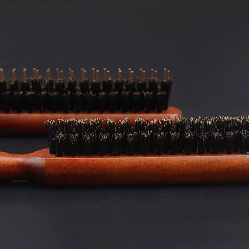 2Pcs Premium Bristle Hairbrush With Wooden Handle-Reduces Frizz And Static- Scalp Massage Bristle Brush Set For All Hair Types