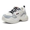 Fila Pose Tessuto Pelle Sintetica Punta Tonda Allacciatura Ammortizzante Antiscivolo Resistente all'Usura Scarpe Basse Stile Papà Sneaker Donna Bianco Grigio F12W941128FGD