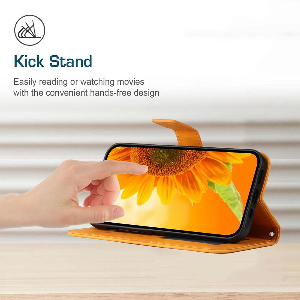 HT04 For Honor 90 Smart/X7b 4G Case Sunflower Leather Phone Cover with Shoulder Strap