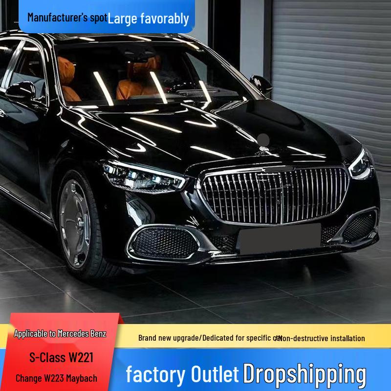 Compatible 08-13 Mercedes S-Class W221 to W223 Maybach Front Bumper + Wide Body Kit Rear Bumper