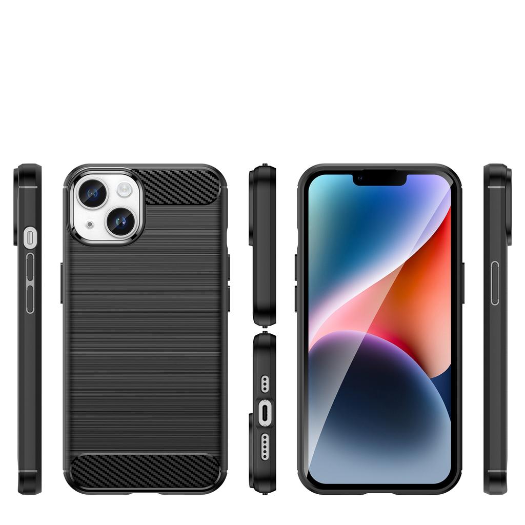 Flexible gel back cover for iPhone 14 Plus Carbon Case - black