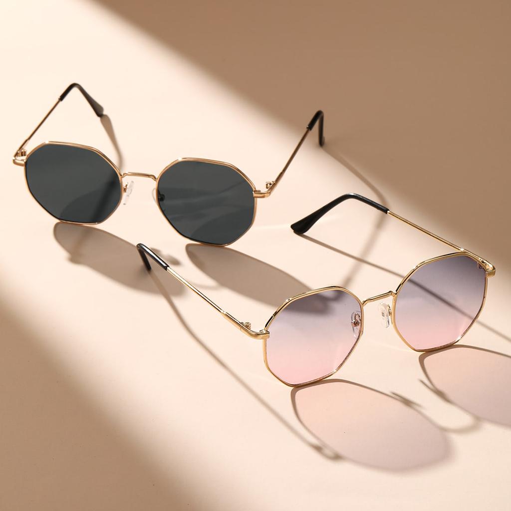 Metal Geometric Women Fashion Glasses For Tropical Beach Vacay Shopping Outdoor Casual Activities Street Snap Accessories